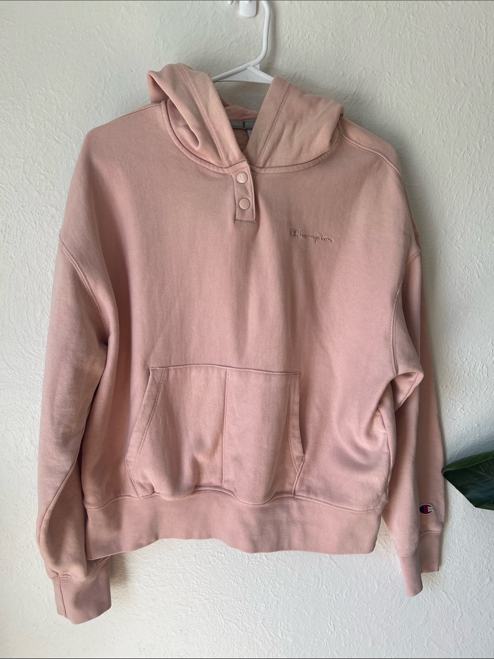 Champion Women's Blush Pink Snap-Neck Hoodie
